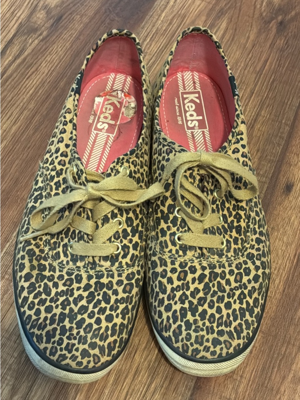 Keds Leopard Print Canvas Sneakers in Tan and Black